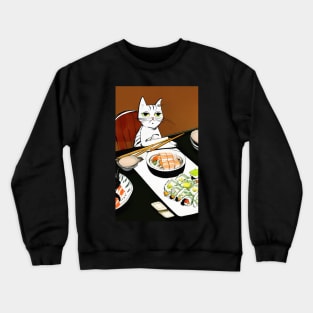 Melancholy Cat's Japanese Sushi Banquet Crewneck Sweatshirt